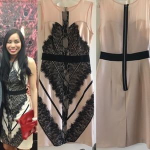 RARE ASOS Nude Black Lace Inlay Dress EUC